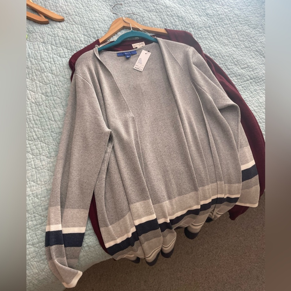 Kohls Women s Draped Cardigan Grey Blue White XL